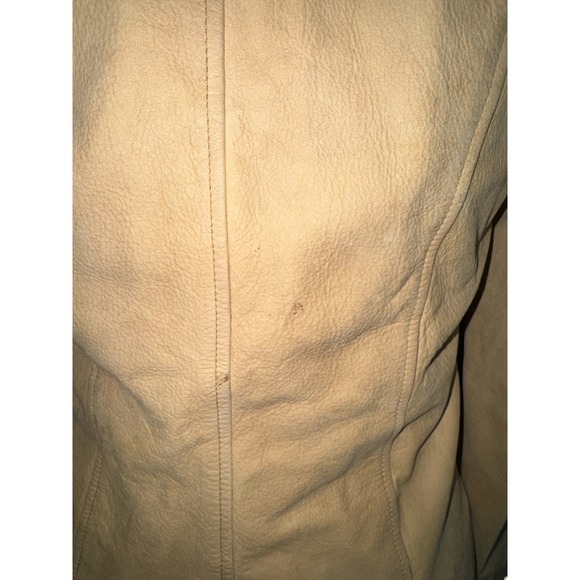 Vintage 90s Nine West Beige Soft Lather Button Up Jacket Women's Small - Picture 10 of 12